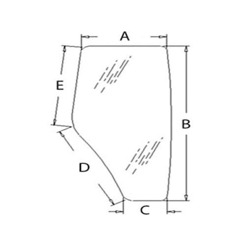 Cab Glass - Right Hand Door fits John Deere 5220 5320 5420 5520 5225 5325 5425 5525 5625 6403 6603 R198625