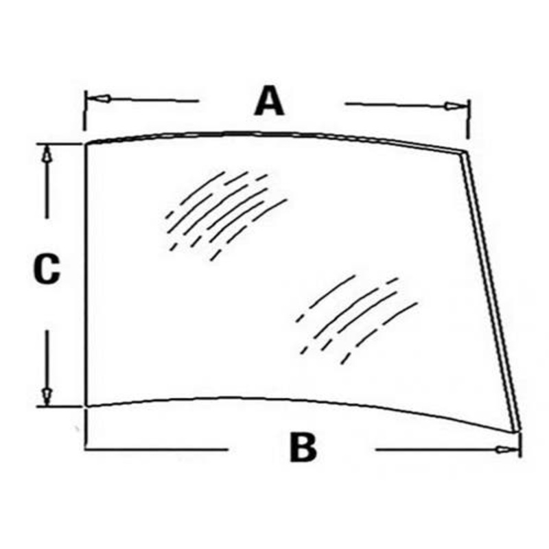 Cab Glass - Upper Front Right Hand fits John Deere 2250 2355 2450 2555 2650 2755 2850 3050 3055 3255 3350 3650 2955 3150 3640 3155 L58990 L58953