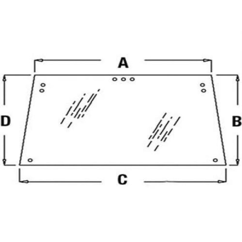 Cab Glass - Upper Rear Hinged Window fits Ford 5110 5600 5610 5700 6600 6610 6700 6710 6810 7600 7610 7700 7710 83909857 fits New Holland 83909857