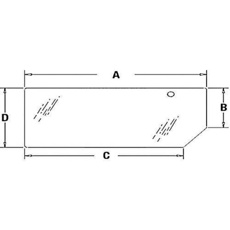 Cab Glass - Lower Rear Window fits New Holland TM115 TM120 TM125 TM130 TM135 TM140 TM150 TM165 TS90 TS100 TS110 TS115 82000485 fits Case IH 82000485