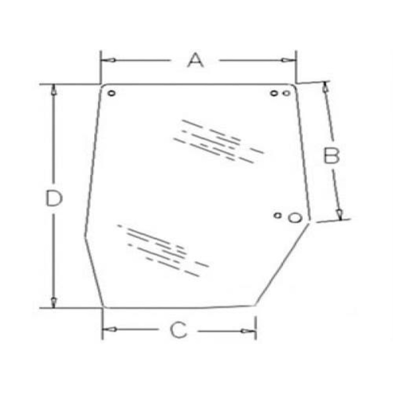 Cab Glass - Upper Right Hand Door fits Case IH 5120 5130 5140 5150 5220 5230 5240 5250 248723A1 1546817C2