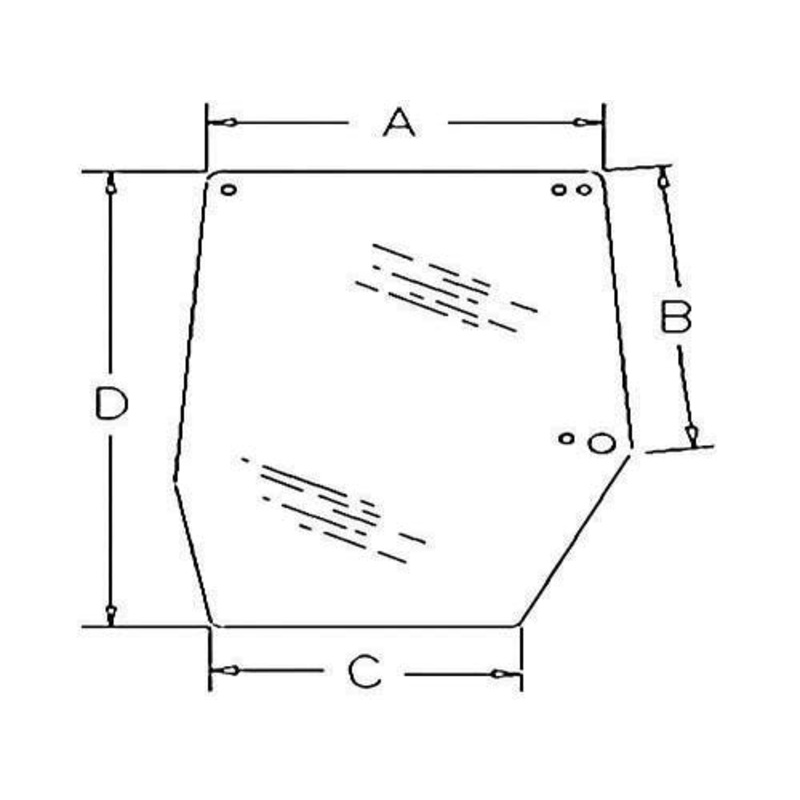 Cab Glass - Upper Right Hand Door fits Case IH 5120 5130 5140 5220 5230 5240 5250 1330930C2 1330930C1