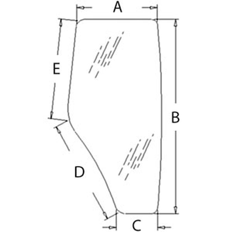 Cab Glass - Right Hand Door Fits John Deere Replaces R198625