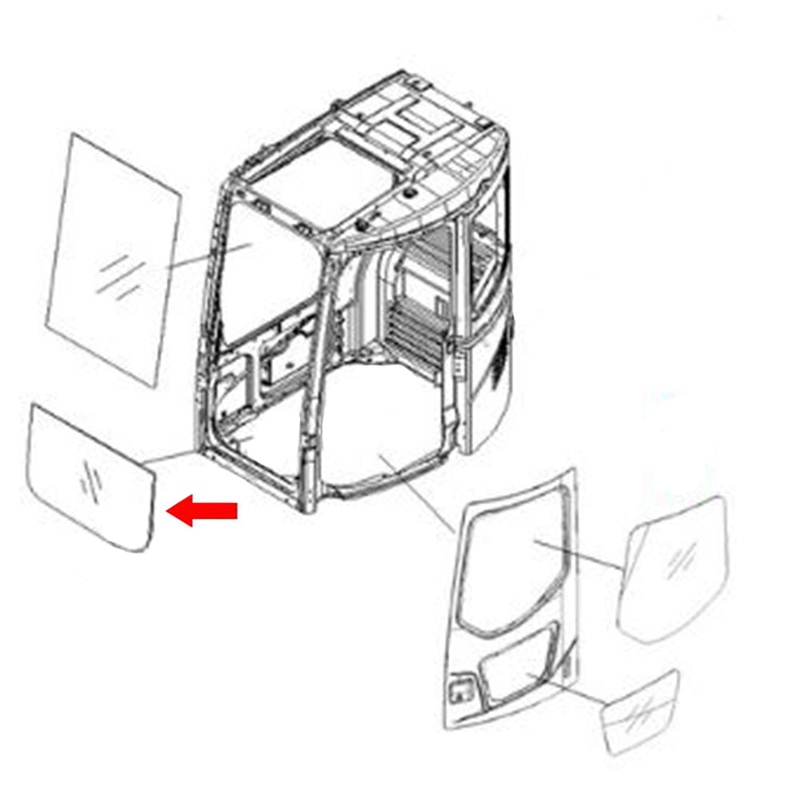 Front Lower Glass Fits Komatsu Replaces 22B-54-15811