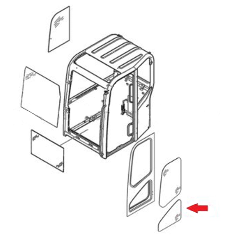 WN-7006014-PEX Lower Door Glass Fits Bobcat E60 E62 E63 E80 E85