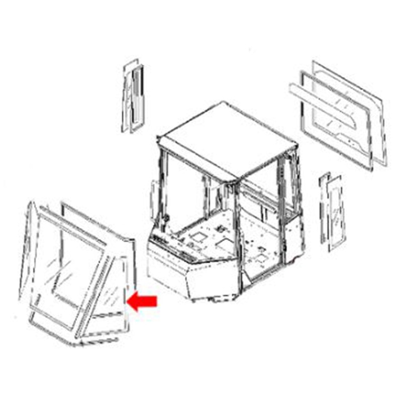 417-926-3520 Front Left Side Glass For Komatsu Loader WA150L-5 WA200-5L