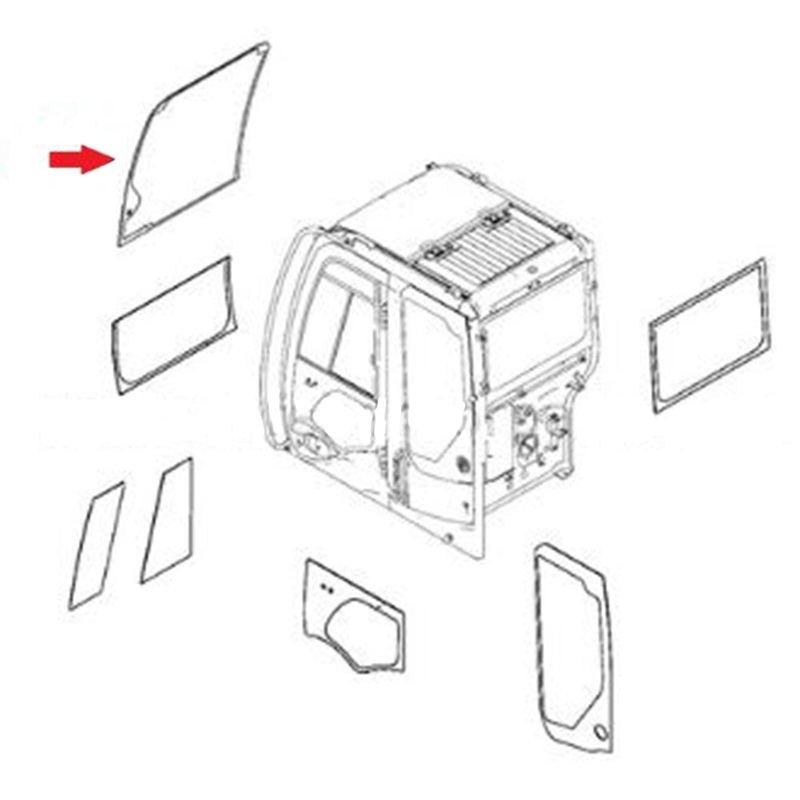Cab Glass - Windshield Upper Fits John Deere 75D 135D 225DLC 4664382