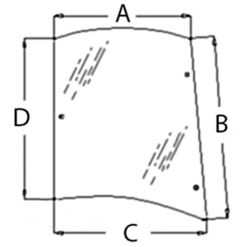 3902131M1 Glass Rear Side RH Fits Massey Ferguson:6140,6150,6170,6180,6190,6235,