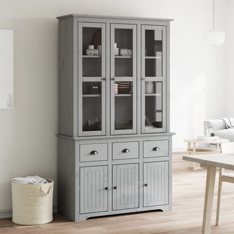 Buffet BODO gris 115,5x43x200,5 cm bois massif de pin