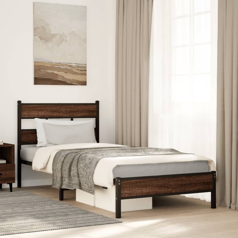 Cadre de lit sans matelas chne marron 100x200 cm