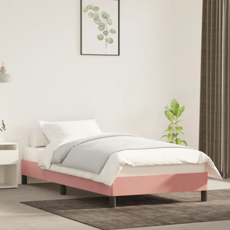 Cadre de lit sans matelas rose 80x200 cm velours