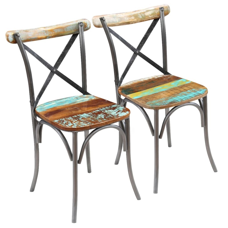 Chaises  manger lot de 2 bois de rcupration solide