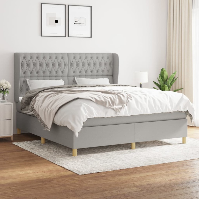 Sommier  lattes de lit avec matelas Gris clair 180x200cm Tissu