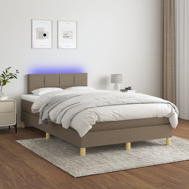 Sommier  lattes de lit avec matelas LED Taupe 120x200 cm Tissu