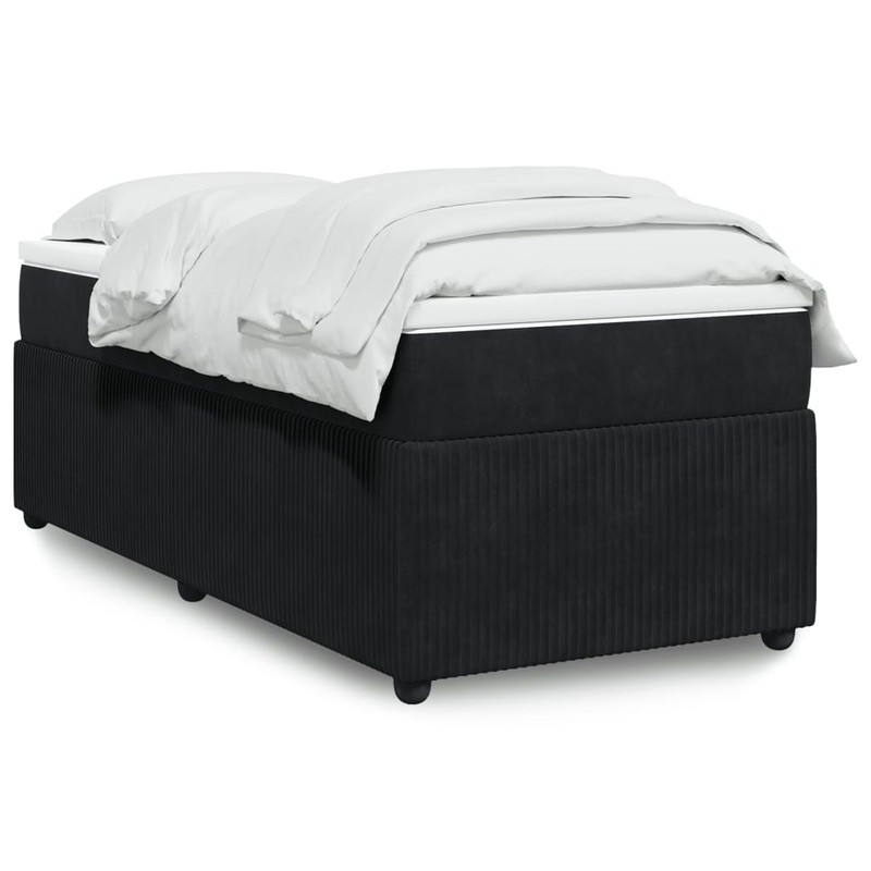Sommier  lattes de lit avec matelas Noir 90x200 cm Velours