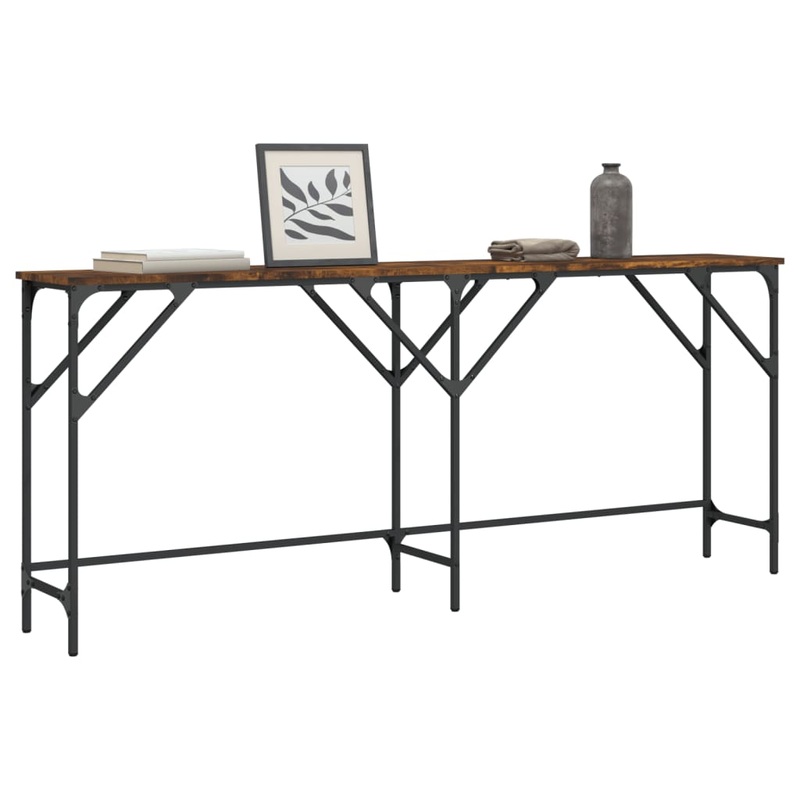 Table console chne fum 180x29x75 cm bois d'ingnierie